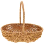 Portable Picnic Basket Woven Baskets Fruits Vegetable Shopping Handmade Container ganization Bins Home Storage - Image 4