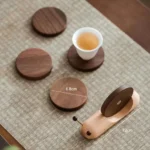 Wood Snail Coaster Set of 5 Wooden Cup Mat Snail Shaped Decoration Heat Resistant Drink Coasters - Image 2