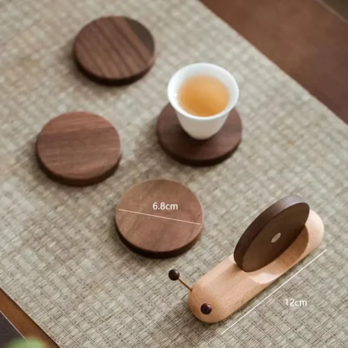Wood Snail Coaster Set of 5 Wooden Cup Mat Snail Shaped Decoration Heat Resistant Drink Coasters