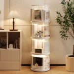 360 Degree Rotating Bookshelf, Transparent Bookshelf, Children's Picture Book Storage Rack, Simple Floor Standing Storage Rack - Image 2