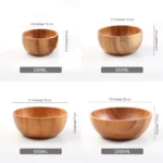 Acacia Wooden Fruit Salad Bowl, Japanese Style Rice Bowl, Single Wooden Ramadan Tableware, Utensils for Kitchen, Wood Soup Bowls - Image 5