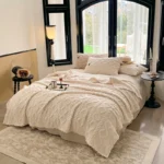 Ultra Soft Taffeta Luxury Throw Blanket Lightweight Multi Purpose for Bed Sofa Travel Napping Cozy Warm Plush Cream White Gift - Image 3