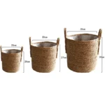 Nordic Extra Large Straw Flower Pot Seaweed Storage Basket Potted Green Plant Flower Basket Hand Woven Floor Indoor Flower Pot - Image 2