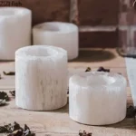 Natural Ore Cylindrical Candle Holders Desk Decoration White Gypsum Candlestick Wax Melt Burner Creative Home Aroma Container