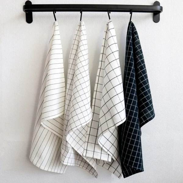 1pc Tea Napkins Cotton WHite and Black Color Towel Table Napkins Cotton Pattern Black And White Absorbent Cloth 60cmx40cm