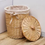 Basket Dirty Clothes Rattan Storage with Lid Dirty Clothes Basket Debris Storage Medium Multi Large Purpose Storage Basket - Image 2