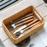 Woven Baskets for Storage Household Picnic Basket Storage Platters for Snacks Perfume Sundries Breakfast Drinks and Food - Image 3