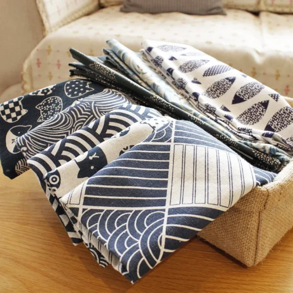 Japanese Style Placemat Cloth Vintage Napkin Cover Cloth Cotton and Linen Tablecloths Photo Background Cloth Fabric Placemat