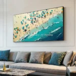 Mintura,Handmade Knife Beach Crowd Oil Paintings on Canvas Living Room Home Decor Large Seaside Scenery Poster Wall Art Pictures - Image 4