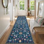 Hallway Runner rug Kitchen Carpet Non-slip Bohemian Washable Floral mat Soft Low Pile Entrance Floor Mat Laundry Room Bath Mats - Image 2
