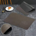 Square Double-Layer Cowhide PU Leather Placemat Texture Waterproof Heat-Resistant Table Mats Home Hotel Dining - Image 5
