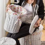 Dirty Hamper Rattan Storage Basket Dirty Clothes Household Clothes Storage Basket with Lid Hot Pot Shop Clothes Storage Basket - Image 5