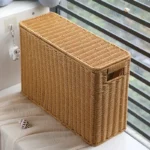 Rectangular Woven Wicker Storage Baskets Rattan Storage Bins Laundry Hamper Magazine Basket Narrow Stylish Design - Image 5
