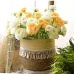 Pastoral style straw flower pot hand-woven flower basket Nordic living room interior decoration simulation tiger skin orchid gre - Image 3