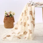 Cute Bear Muslin Squares Cotton Baby Blanket for Newborn Plaid Infant Swaddle Blanket Babies Accessories Bed Summer Comforter - Image 3