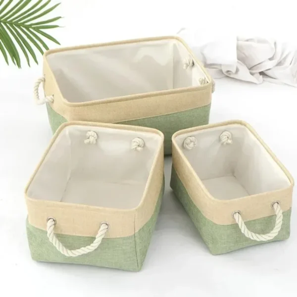 Eco-Friendly Linen & Cotton Foldable Storage Basket for Organized Living