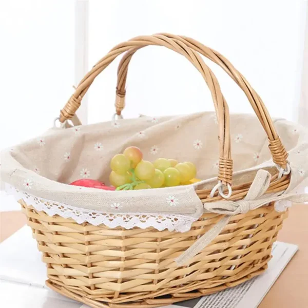 Gift Flower Girl Basket For Kids Woven Wicker Flower Picnic Gift Flower Girl Basket For Kidss Storage Wedding Girl Willow