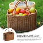 Home Shopping Basket Hand Vegetable Basket Decorative Woven Basket Flower Arrangement Basket Imitating Rattan Picnic Bag - Image 4