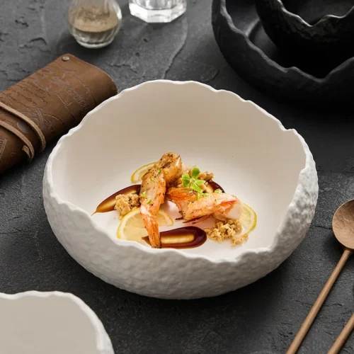 Matte Ceramic Noodles Soup Bowls Hick Soup Bowl Salad Bowl Pasta Bowl Snack Plate Dessert Plate Ceramic Tableware