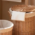Willow Weaving Laundry Hamper Home Dirty Clothes Storage Basket with Cover Rattan Organizer for Laundry Room Bathroom Organizer - Image 5