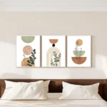 Boho Abstract Plant Canvas Prints - Modern Wall Art Trio - Image 2