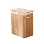 Corner Bamboo Laundry Hamper Foldable Laundry Basket with Lid Removable and Machine Washable Liner for Efficient Laundry - Image 6
