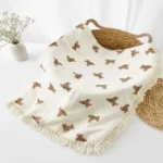 Organic Baby Blankets Muslin Swaddle For Newborn Fringe Double Layer Cotton Summer Blanket Bed Comforter Infant Baby Stuff Bebe - Image 2