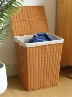Large Size Wier Laundry Basket Dir Clothes Hamper with Lid Home Use Plastic Rattan Batoom Storage Organizer Ken's Brand - Image 2