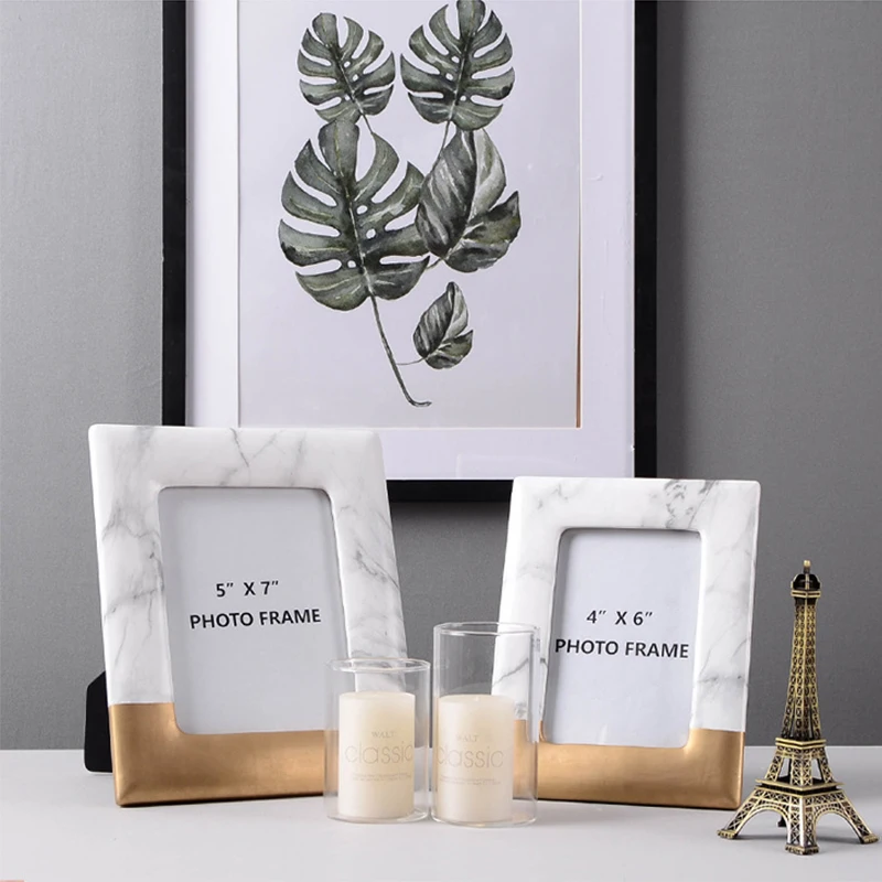 European Modern White Marble Accents Ceramic Photo Frame Rectangle 3.5x5 4x6 5x7 Inches For Home Tabletop Decoration 4 kf