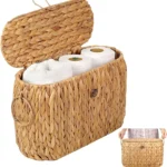 Elegant Water Hyacinth Toilet Paper Holder Basket for 6 Rolls