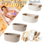 Woven Storage Basket Cotton Rope Key & Desk Organizer Home Storage Box with Foldable Design Perfect Home Decor & Space Saver - Image 2