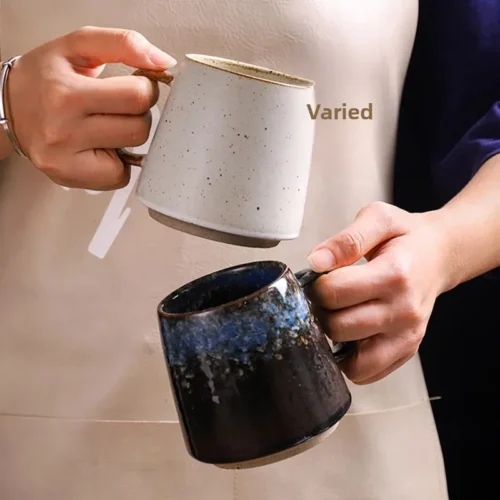 Creative Ceramic Mug Nordic Vintage Coffee Cup with Handle Thick Clay Chinese Style Mugs Home Use Kitchen Supplies