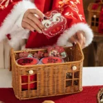 Handmade Weaving Picnic Storage Basket Cartoon Hand-held Straw Bag Rattan Storage Container Nordic Cottage Wedding Gift Box - Image 2