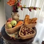 Handwoven Rectangular Rattan Wicker Basket Fruit Tea Snack Bread Picnic Cosmetic Storage Box Kitchen Supplies Household Tools - Image 3
