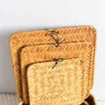 Rattan Weaving Wicker Shelf Baskets New Lid Rectangular Bin Handwoven Home Organizer Bedroom - Image 6