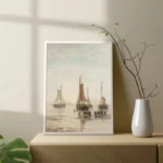 Vintage Neutral Sailboat Print Antique Nautical Sketch Art Poster Coastal Seascape Wall Art Canvas Painting Lake House Decor - Image 4