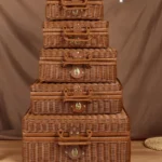 Retro Rattan Suitcase Wicker Handmade Travel Basket Camping Food Storage Luggage Straw Woven Snack Container Picnic Suitcase - Image 3