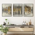 Elegant Black & Gold Geometric Canvas Art for Modern Spaces