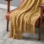 Luxury Chunky Knit Throw Blanket Halloween Textured Blankets for Home Decor Soft Cozy Cable Gift Knitted Blanket with Tassels - Image 5