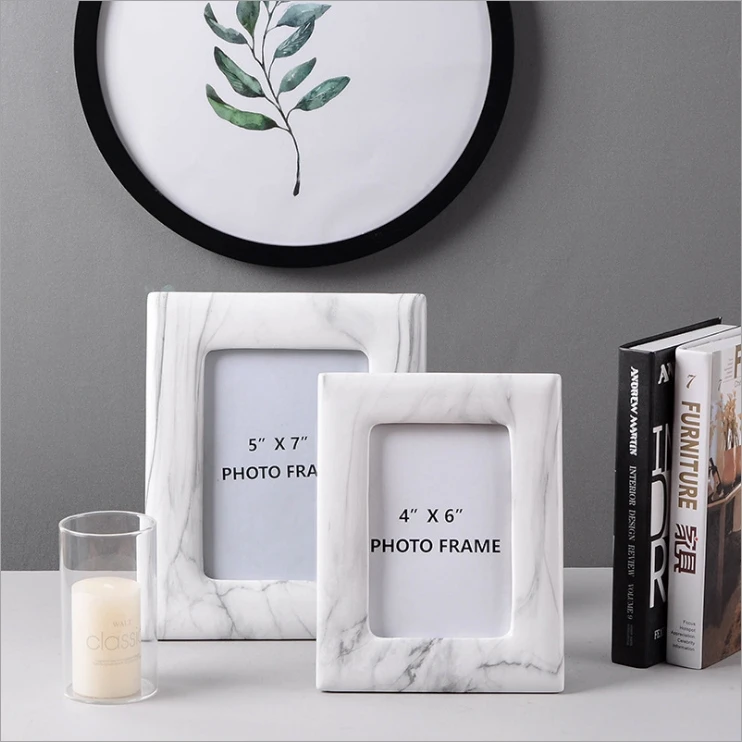 European Modern White Marble Accents Ceramic Photo Frame Rectangle 3.5x5 4x6 5x7 Inches For Home Tabletop Decoration 7 kf Sbd475aa8cf9e4d159c529d5bb9f4d2e10