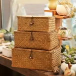 1PCS Manual Woven Storage Basket Lid Debris Consolidation Box Sorting Jewelry WF1016