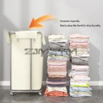 Laundry Basket with Wheels Large Capacity Storage Basket Multifunctional Foldable Waterproof Storage Bag For Dirty Clothes - Image 2