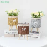 Fashion Rattan Woven Creative Flower Pot With Legs Durable Hand Wove Plant Stand Desktop Plant Pot Basket - Image 4