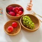 Hand-woven Flower Basket Food Storage Platters Natural Simplicity Rattan Storage Basket for Home Kitchen Storage Accessories - Image 2