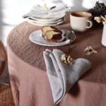 Elegant 100% Pure Linen Round Table Cover for Stylish Dining - Image 5