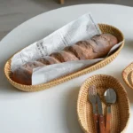 Rattan basket wooden woven basket fruit plate bread snack groceries steamed bun dining table coffee table top storage basket