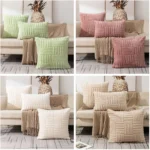 1pc Boho Faux Fur Plush Throw Pillow Covers, Cream White, Luxury SoftFluffy Decorative Cushion Cover Pillowcase for Sofa, Couch - Image 5