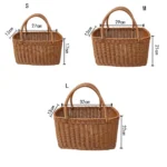 Basket Woven Wicker Baskets Picnic Handle Storage Rattan Market Flower Handles Straw Fruit Gift Shopping Hand Tote Beach - Image 2