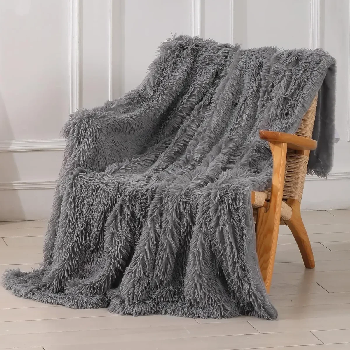 120-160CM Solid Color Soft Fluffy and Comfortable Faux Microfiber Blanket for Bed Sofa - Image 5