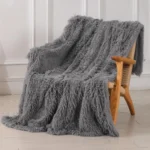 120-160CM Solid Color Soft Fluffy and Comfortable Faux Microfiber Blanket for Bed Sofa - Image 5